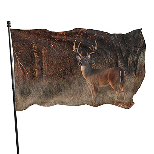 Bunte Weißschwanz-Hirsch-Flagge, 90 x 152 cm, bedruckt, lebendige Farben, Messingösen, hochwertiges Polyester von LLLDHGCBSS