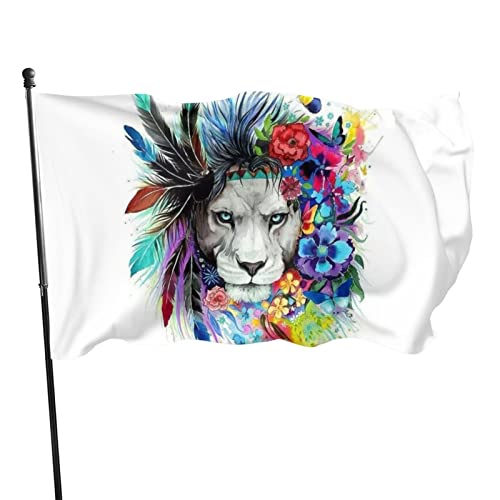 Farbige Löwenflagge, 90 x 150 cm, leichte Outdoor-Gartendekoration, Veranda-Flagge, Polyester, lichtbeständig, Banner mit Messingösen von LLLDHGCBSS