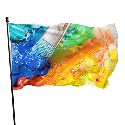 Flagge, 90 x 152 cm, Farben und Pinsel, lebendige Farben, Outdoor-Sport-Banner, lichtbeständiges Polyester, Hofflagge mit 2 Messingösen für Innen- und Außendekoration Flagge, 90 x 152 cm, Farben und Pinsel, lebendige Farben, Outdoor-Sport-Banner, lichtbeständiges Polyester, Hofflagge mit 2 Messingösen für Innen- und Außendekoration von LLLDHGCBSS