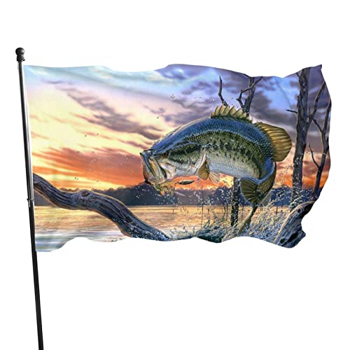 Flagge, 90 x 152 cm, Motiv: Barschangeln, lebendige Farben, Outdoor-Sport-Banner, lichtbeständiges Polyester, Hofflagge mit 2 Messingösen für drinnen und draußen von LLLDHGCBSS
