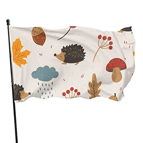 Flagge, 90 x 152 cm, Motiv: Igel, Eicheln, lebendige Farben, Outdoor-Sport-Banner, lichtbeständiges Polyester, Hofflagge mit 2 Messingösen für Innen- und Außenbereich von LLLDHGCBSS