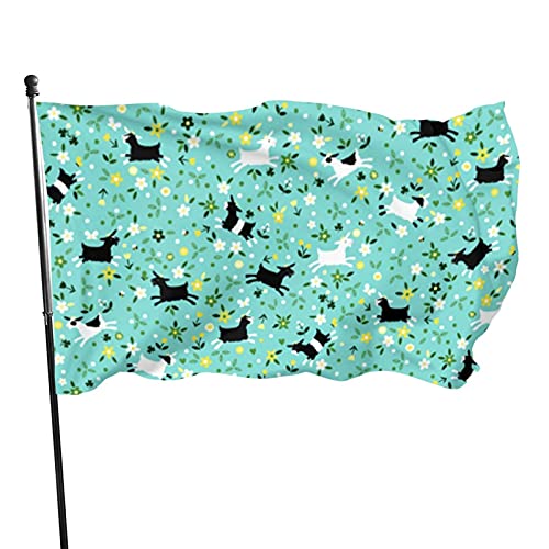 Flagge, 90 x 152 cm, Motiv: Ziegenfrolik, lebendige Farben, Outdoor-Sport-Banner, lichtbeständiges Polyester, Hofflagge mit 2 Messingösen für drinnen und draußen Flagge, 90 x 152 cm, Motiv: Ziegenfrolik, lebendige Farben, Outdoor-Sport-Banner, lichtbeständiges Polyester, Hofflagge mit 2 Messingösen für drinnen und draußen von LLLDHGCBSS