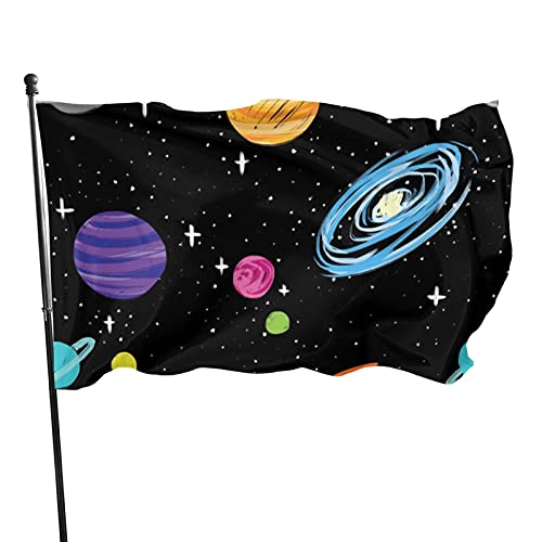 Flagge, 90 x 152 cm, Raumschiffe und Hobel, lebendige Farben, Outdoor-Sport-Banner, lichtbeständiges Polyester, Hofflagge mit 2 Messingösen für Innen- und Außendekoration von LLLDHGCBSS