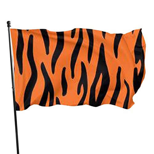 Flagge, 90 x 152 cm, Tigerstreifen, orangefarbenes Muster, lebendige Farben, Outdoor-Sport-Banner, lichtbeständiges Polyester, Hofflagge mit 2 Messingösen für Innen- und Außendekoration von LLLDHGCBSS