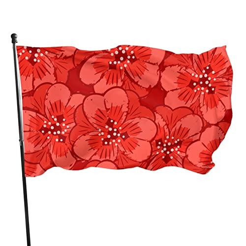 Flagge, 90 x 152 cm, abstrakte rote Blumen, lebendige Farben, Outdoor-Sport-Banner, lichtbeständig, Polyester, Hofflagge mit 2 Messingösen für Innen- und Außenbereich von LLLDHGCBSS