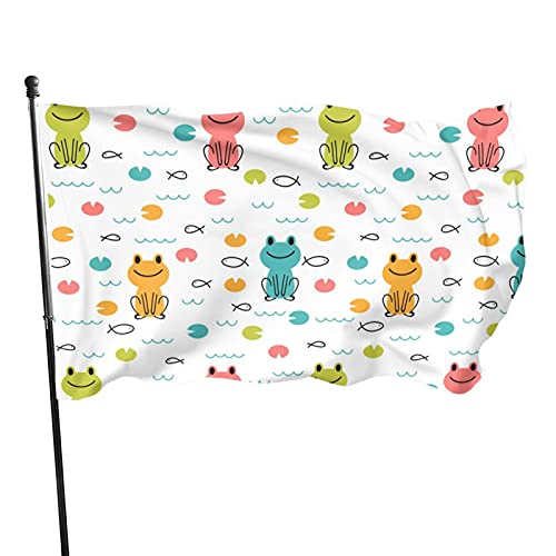Flagge, 90 x 152 cm, farbiger Frosch, lebendige Farben, Outdoor-Sport-Banner, lichtbeständiges Polyester, Hofflagge mit 2 Messingösen für drinnen und draußen von LLLDHGCBSS