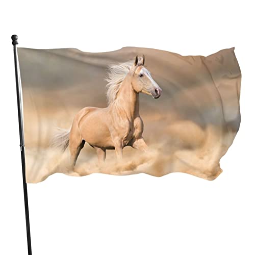 Flagge, 90 x 152 cm, gelbes Pferd, lebendige Farben, Outdoor-Sport-Banner, lichtbeständiges Polyester, Hofflagge mit 2 Messingösen für drinnen und draußen von LLLDHGCBSS