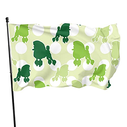 Flagge, 90 x 152 cm, grüner Pudel, gepunktet, lebendige Farben, Outdoor-Sport-Banner, lichtbeständiges Polyester, Hofflagge mit 2 Messingösen für drinnen und draußen Flagge, 90 x 152 cm, grüner Pudel, gepunktet, lebendige Farben, Outdoor-Sport-Banner, lichtbeständiges Polyester, Hofflagge mit 2 Messingösen für drinnen und draußen von LLLDHGCBSS