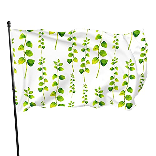 Flagge, 90 x 152 cm, grünes Blumenmuster, lebendige Farben, Outdoor-Sport-Banner, lichtbeständiges Polyester, Hofflagge mit 2 Messingösen für drinnen und draußen von LLLDHGCBSS
