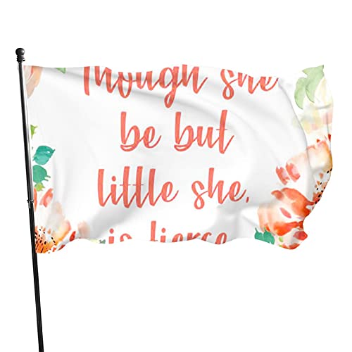 Flagge, 90 x 152 cm, mit Aufschrift "Though She Be But Little She is Fierce", lebendige Farben, Outdoor-Sport-Banner, lichtbeständiges Polyester, Hofflagge mit 2 Messingösen für Innen- und Flagge, 90 x 152 cm, mit Aufschrift "Though She Be But Little She is Fierce", lebendige Farben, Outdoor-Sport-Banner, lichtbeständiges Polyester, Hofflagge mit 2 Messingösen für Innen- und von LLLDHGCBSS