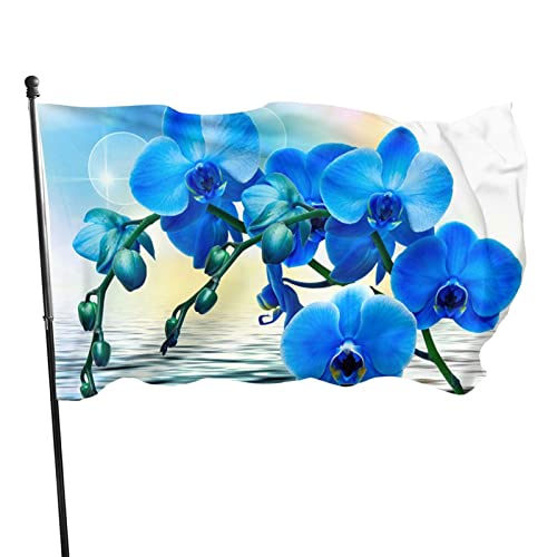 Flagge, 90 x 152 cm, schöne Orchidee über Wasser, lebendige Farben, Outdoor-Sport-Banner, lichtbeständiges Polyester, Hofflagge mit 2 Messingösen für drinnen und draußen von LLLDHGCBSS