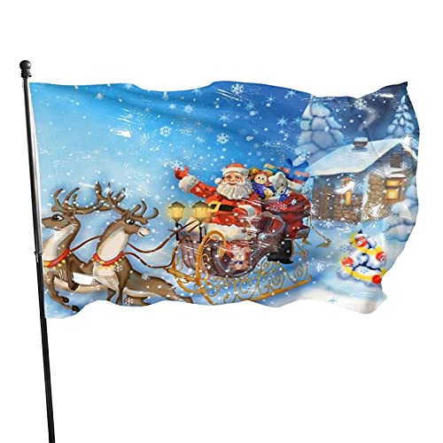 Flagge mit Weihnachtsmann-Motiv, 90 x 152 cm, lebendige Farben, Outdoor-Sport-Banner, lichtbeständig, Polyester, Hofflagge mit 2 Messingösen für drinnen und draußen von LLLDHGCBSS