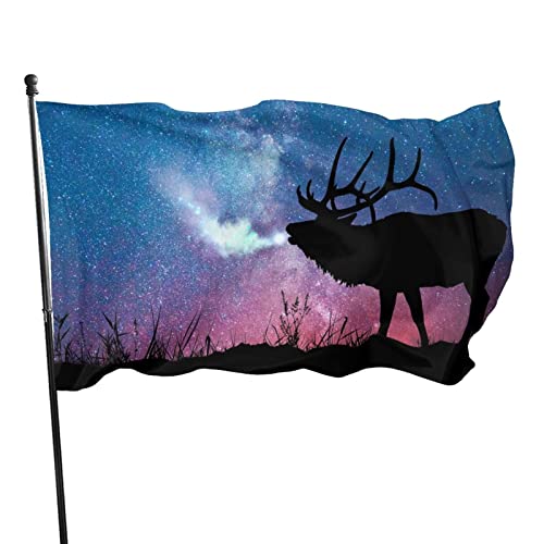 Galaxie-Sternennacht-Elchflagge, 90 x 150 cm, leichte Outdoor-Gartendekoration, Veranda, Polyester, lichtbeständig, Banner mit Messingösen Galaxie-Sternennacht-Elchflagge, 90 x 150 cm, leichte Outdoor-Gartendekoration, Veranda, Polyester, lichtbeständig, Banner mit Messingösen von LLLDHGCBSS