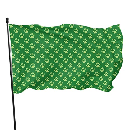 Grüne Pfotenflagge, 90 x 150 cm, leichte Outdoor-Gartendekoration, Veranda-Flagge, Polyester, lichtbeständig, Banner mit Messingösen von LLLDHGCBSS