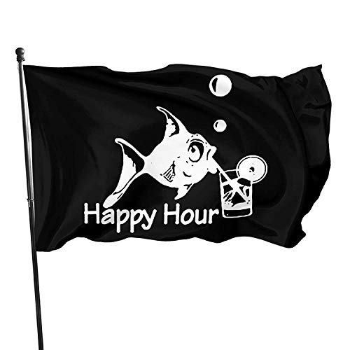 Happy Hour Fish Flaggen, 100 % Polyester, Dekoration, Outdoor-Flaggen, große Willkommensbanner, Haus, Garten, Hof, Rasen-Dekoration von LLLDHGCBSS