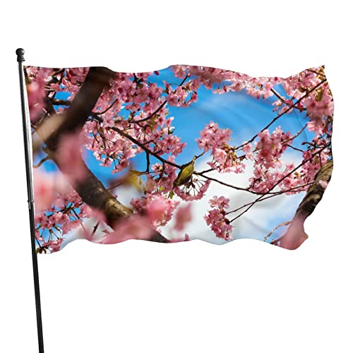 Japanische Kirschbaum-Flagge, 90 x 150 cm, leichte Outdoor-Gartendekoration, Veranda-Flagge, Polyester, lichtbeständig, Banner mit Messingösen von LLLDHGCBSS