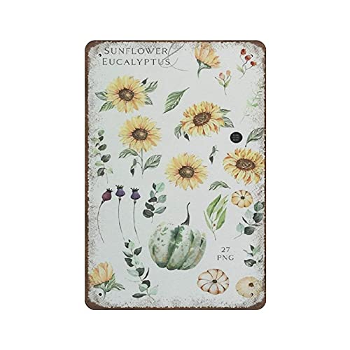 LLLDHGCBSS Metall-Blechschild, Sonnenblume, Eukalyptus, Vintage-Kunstposter, Retro, Eisenmalerei, Wanddekoration, Kunst, Geschenk, Outdoor, Café, Bar, Garage, Bauernhof, Dekoration, 30,5 x 20,3 cm LLLDHGCBSS Metall-Blechschild, Sonnenblume, Eukalyptus, Vintage-Kunstposter, Retro, Eisenmalerei, Wanddekoration, Kunst, Geschenk, Outdoor, Café, Bar, Garage, Bauernhof, Dekoration, 30,5 x 20,3 cm von LLLDHGCBSS