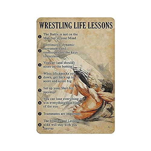 LLLDHGCBSS Metall-Blechschild, Wrestling-Lebensunterricht, Poster, Vintage-Kunstposter, Retro, Eisenmalerei, Wanddekoration, Kunst, Geschenk, Outdoor, Café, Bar, Garage, Bauernhof, Dekoration, 30,5 x von LLLDHGCBSS