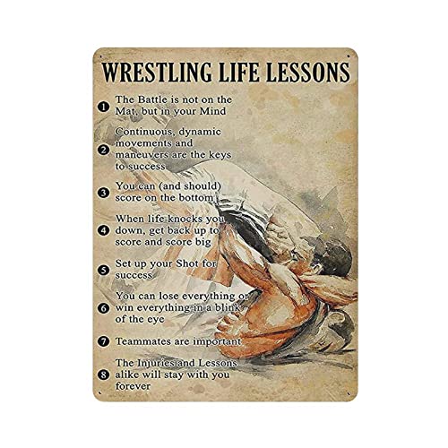 LLLDHGCBSS Metall-Blechschild, Wrestling-Lebensunterricht, Poster, Vintage-Kunstposter, Retro, Eisenmalerei, Wanddekoration, Kunst, Geschenk, Outdoor, Café, Bar, Garage, Bauernhof, Dekoration, 40,6 x von LLLDHGCBSS