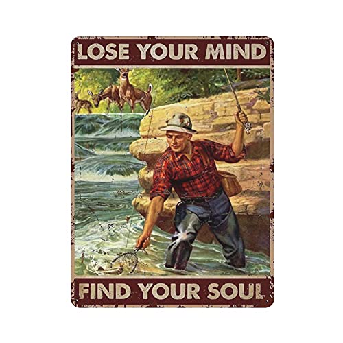 LLLDHGCBSS Metall-Blechschild "Fishing And Lose Your Mind Find Your Seele" Vintage-Kunstposter Retro Eisenmalerei Wanddekoration Kunst Geschenk Outdoor Cafe Bar Garage Bauernhof Dekoration 40,6 x 30,5 LLLDHGCBSS Metall-Blechschild "Fishing And Lose Your Mind Find Your Seele" Vintage-Kunstposter Retro Eisenmalerei Wanddekoration Kunst Geschenk Outdoor Cafe Bar Garage Bauernhof Dekoration 40,6 x 30,5 von LLLDHGCBSS