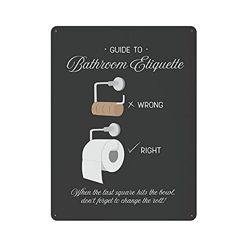 LLLDHGCBSS Metall-Blechschild Guide to Etiquette Bathroom Rules Toilettenpapier Blechschild Metall Aluminium Schild Vintage Wanddekoration Retro Poster für Bars Restaurants Cafés Pubs Heimdekoration von LLLDHGCBSS