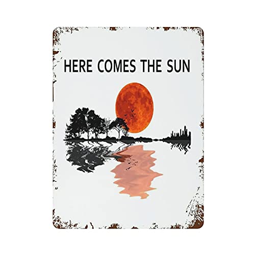 LLLDHGCBSS Metall-Blechschild "Here Comes The Sun", Vintage-Kunst-Poster, Retro, Eisenmalerei, Wanddekoration, Kunst, Geschenk, Outdoor, Café, Bar, Garage, Bauernhof, Dekoration, 40,6 x 30,5 cm von LLLDHGCBSS