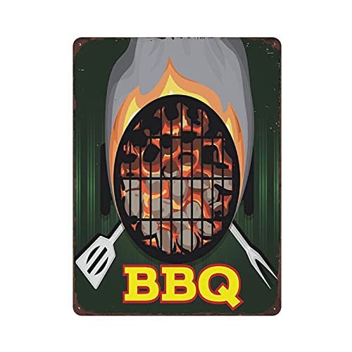 Metall-Blechschild, Grill, Picknick, Grill, BBQ, Blechschild, Metall-Aluminiumschild, Vintage-Wanddekoration, Retro-Poster für Bars, Restaurants, Cafés, Pubs, Heimdekoration, 40,6 x 30,5 cm von LLLDHGCBSS