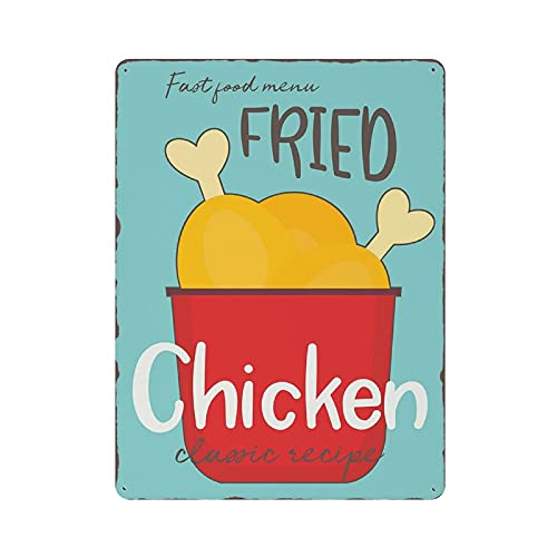 Metall-Blechschild Fast Food Fried Chicken Vintage Blechposter Metallschild Wanddekoration Landküche Zuhause Garage Dekor 40,6 x 30,5 cm von LLLDHGCBSS