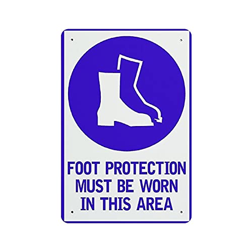 Metall-Blechschild "Foot Protection Must Be Worn in This Area" Blechschild, Metall-Aluminiumschild, Vintage-Wanddekoration, Retro-Poster für Bars, Restaurants, Cafés, Pubs, Heimdekoration, 30,5 x 20,3 von LLLDHGCBSS