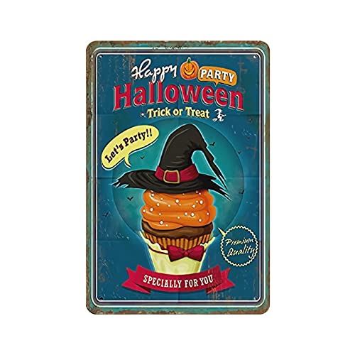 Metall-Blechschild Halloween Blechschild Cupcake Trick or Treak Happy Halloween Vintage Blechposter Metallschild Wanddekoration Land Küche Haus Garage Dekor 30,5 x 20,3 cm Metall-Blechschild Halloween Blechschild Cupcake Trick or Treak Happy Halloween Vintage Blechposter Metallschild Wanddekoration Land Küche Haus Garage Dekor 30,5 x 20,3 cm von LLLDHGCBSS