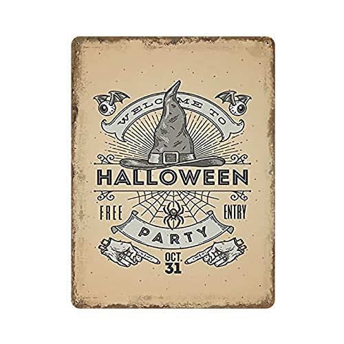 Metall-Blechschild Halloween Blechschild Kürbis Trick or Treak Happy Halloween Vintage Blechposter Metallschild Wanddekoration Landküche Zuhause Garage Dekor 40,6 x 30,5 cm von LLLDHGCBSS