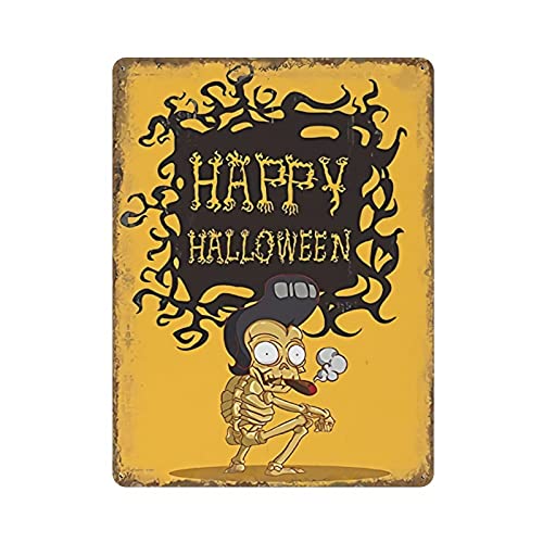 Metall-Blechschild Halloween Blechschild Kürbis Trick or Treak Happy Halloween Vintage Blechposter Metallschild Wanddekoration Landküche Zuhause Garage Dekor 40,6 x 30,5 cm von LLLDHGCBSS