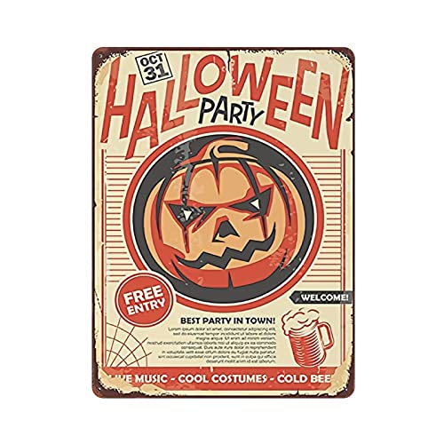 Metall-Blechschild Halloween Blechschild Kürbis Trick or Treak Happy Halloween Vintage Blechposter Metallschild Wanddekoration Landküche Zuhause Garage Dekor 40,6 x 30,5 cm von LLLDHGCBSS