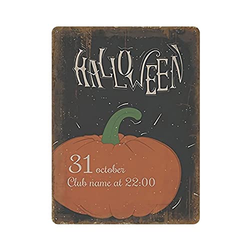 Metall-Blechschild Halloween Blechschild Kürbis Trick or Treak Happy Halloween Vintage Blechposter Metallschild Wanddekoration Landküche Zuhause Garage Dekor 40,6 x 30,5 cm von LLLDHGCBSS