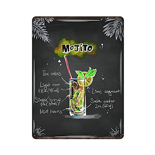 Metall-Blechschild Mojito Cocktail Vintage Blechposter Metallschild Wanddekoration Landküche Zuhause Garage Dekor 40,6 x 30,5 cm Metall-Blechschild Mojito Cocktail Vintage Blechposter Metallschild Wanddekoration Landküche Zuhause Garage Dekor 40,6 x 30,5 cm von LLLDHGCBSS