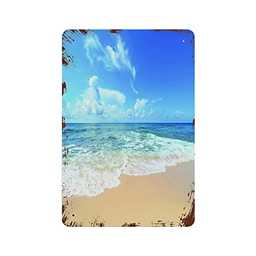 Metall-Blechschild Ozean, Wellen und goldenes Paradies Strand mit Himmel Sonne Endless Summer Sea Coast Blechschild Metall Aluminium Schild Vintage Wanddekoration Retro Poster für Bars Restaurants von LLLDHGCBSS