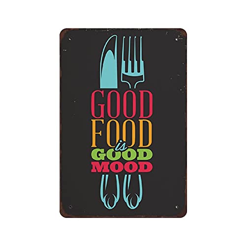 Metall-Blechschild "Unny Kitchen Good Food", gute Laune, Restaurant, Blechschild, Metall-Aluminiumschild, Vintage-Wanddekoration, Retro-Poster für Bars, Restaurants, Cafés, Pubs, Heimdekoration, 30,5 von LLLDHGCBSS