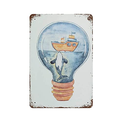 Metall-Blechschild Wal ClipTin Schild Unterwasser Kinderzimmer Vintage Blechposter Metallschild Wanddekoration Land Küche Haus Garage Dekor 30,5 x 20,3 cm von LLLDHGCBSS