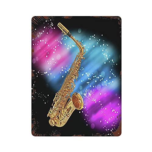 Metall-Blechschild für Musiksaxophon, Musikinstrument, Saxophon, Rock, Blues, Jazz, Rock und Roll, Spieler, Instrument, Blechschild, Metall-Aluminiumschild, Vintage-Wanddekoration, Retro-Poster für von LLLDHGCBSS