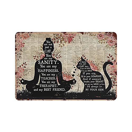 Metall-Blechschild mit Yoga-Mädchen und Katze, Metall-Aluminiumschild, Vintage-Wanddekoration, Retro-Poster für Bars, Restaurants, Cafés, Pubs, Heimdekoration, 20,3 x 30,5 cm von LLLDHGCBSS