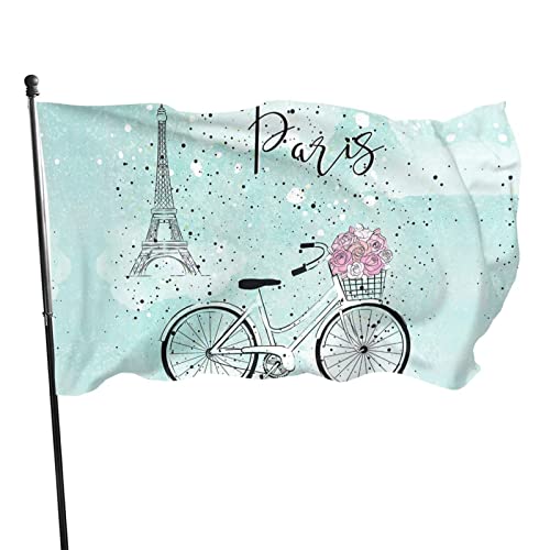 Paris- und Fahrradflagge, 90 x 150 cm, leichte Outdoor-Gartendekoration, Veranda-Flagge, Polyester, lichtbeständig, Banner mit Messingösen Paris- und Fahrradflagge, 90 x 150 cm, leichte Outdoor-Gartendekoration, Veranda-Flagge, Polyester, lichtbeständig, Banner mit Messingösen von LLLDHGCBSS