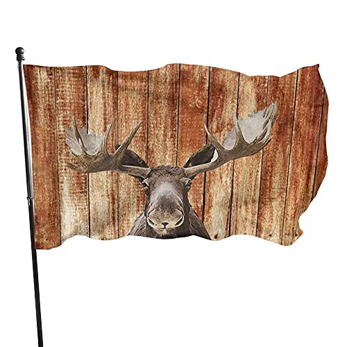 Rustikale Holzflagge mit Elch, Tier, Bauernhaus-Flaggen, 90 x 150 cm, mit Metallösen, strapazierfähiges Polyester, für drinnen und draußen, Banner, Heim- und Gartendekoration Rustikale Holzflagge mit Elch, Tier, Bauernhaus-Flaggen, 90 x 150 cm, mit Metallösen, strapazierfähiges Polyester, für drinnen und draußen, Banner, Heim- und Gartendekoration von LLLDHGCBSS