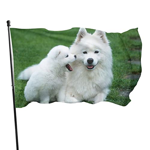 Samojede-Flagge, 90 x 150 cm, leichte Outdoor-Gartendekoration, Veranda, Polyester, lichtbeständig, Banner mit Messingösen von LLLDHGCBSS