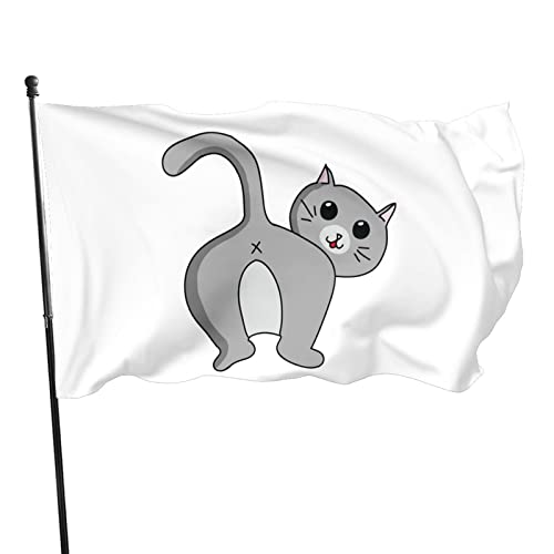 Süße Katzen-Flagge, 90 x 150 cm, leichte Outdoor-Gartendekoration, Veranda-Flagge, Polyester, lichtbeständig, Banner mit Messingösen von LLLDHGCBSS