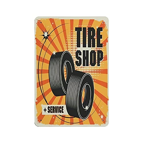 Tire Shop And Service Blechschild Metallschild Kunst Hängende Eisenmalerei Retro Home Küche Garten Garage Wanddekoration 30,5 x 20,3 cm von LLLDHGCBSS