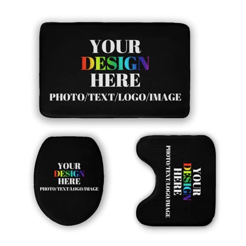 LLLGSH Individuelles 3-teiliges Badezimmerteppich-Set, 3 Stück Personalisierte Bad Anti-Rutsch-Teppich-Set, rutschfeste waschbare Badteppich Mit Eigenem Foto/Text/Logo, für Dusche, Badewanne und WC von LLLGSH