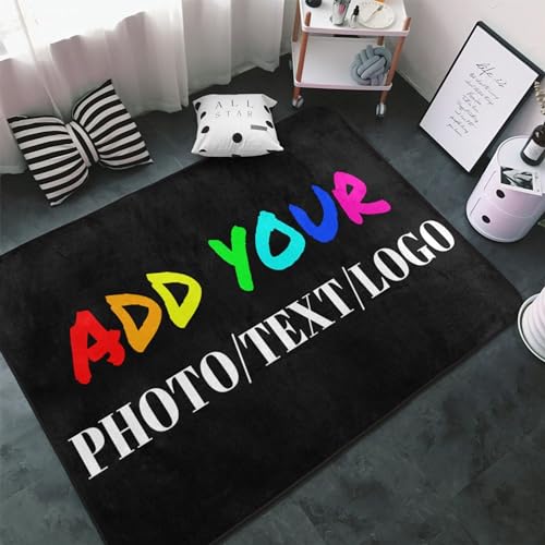 Personalisiert Teppiche - Flanell Teppiche mit Fotos Text - Personalisierter Teppich für Ihren Eigenen Bereich - rutschfest, waschbar - für Schlafzimmer Wohnzimmer Büro Garten Balkon- Geschenk Einzug von LLLGSH