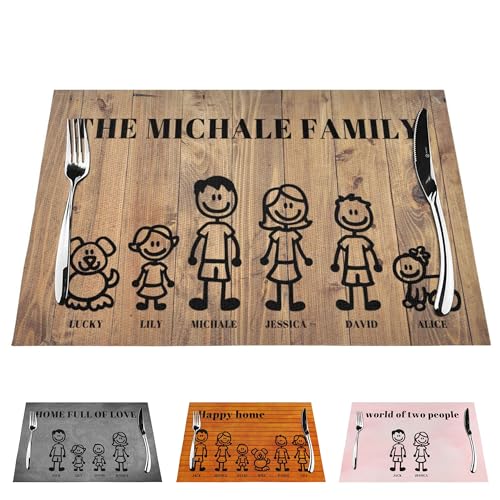 Personalisiertes Familie Tischset - Platzset selbst gestalten 6 Familienmitglied - Platzset mit eigenem Foto und Text - Platzdeckchen Geschenk Geburtstag, Weihnachten, Freunde, Familie - 40x30cm Personalisiertes Familie Tischset - Platzset selbst gestalten 6 Familienmitglied - Platzset mit eigenem Foto und Text - Platzdeckchen Geschenk Geburtstag, Weihnachten, Freunde, Familie - 40x30cm von LLLGSH