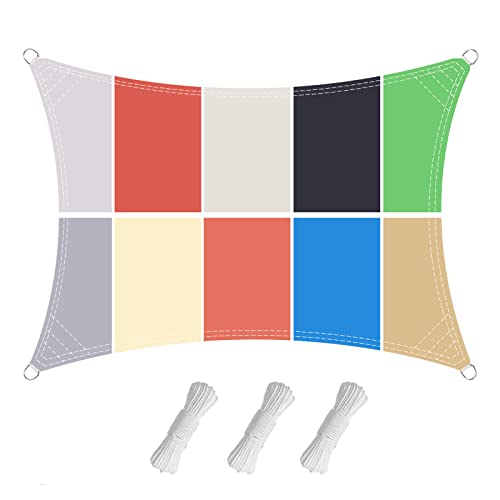 Polyester Sonnensegel, UV Schutz, wasserabweisend imprägniert, Reißfest Wetterfest Sonnensegel mit Befestigungsseile perfekt für den Außenbereich,Off White,2X3.6 M von LLLGSH