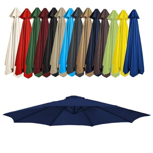 LLMMOOP Outdoor Markt Tisch Schirm Schirm Baldachin Regenschirm Ersatz Stoff, Sonnenschirmbezug Mit 200cm 270cm 300cm Für Balkon, Garten, Pool Und Strand (2.7m(8.8ft)/6 Ribs,Navy Blue) von LLMMOOP